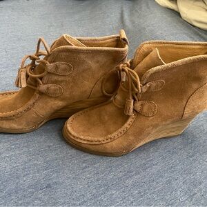 Lucky Brand Brown Suede Wedge Boots